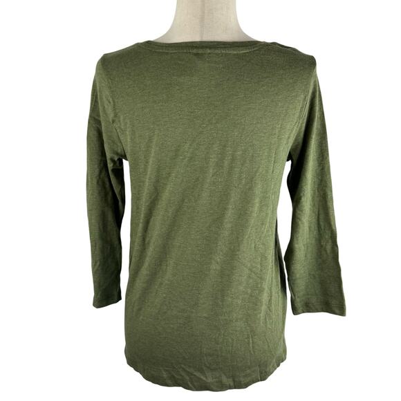 STYLE‎ & CO SCOOP NECK 3/4 SLEEVE COTTON BLOUSE IN GREEN OLIVE NWT SIZE SMALL - Picture 2 of 12
